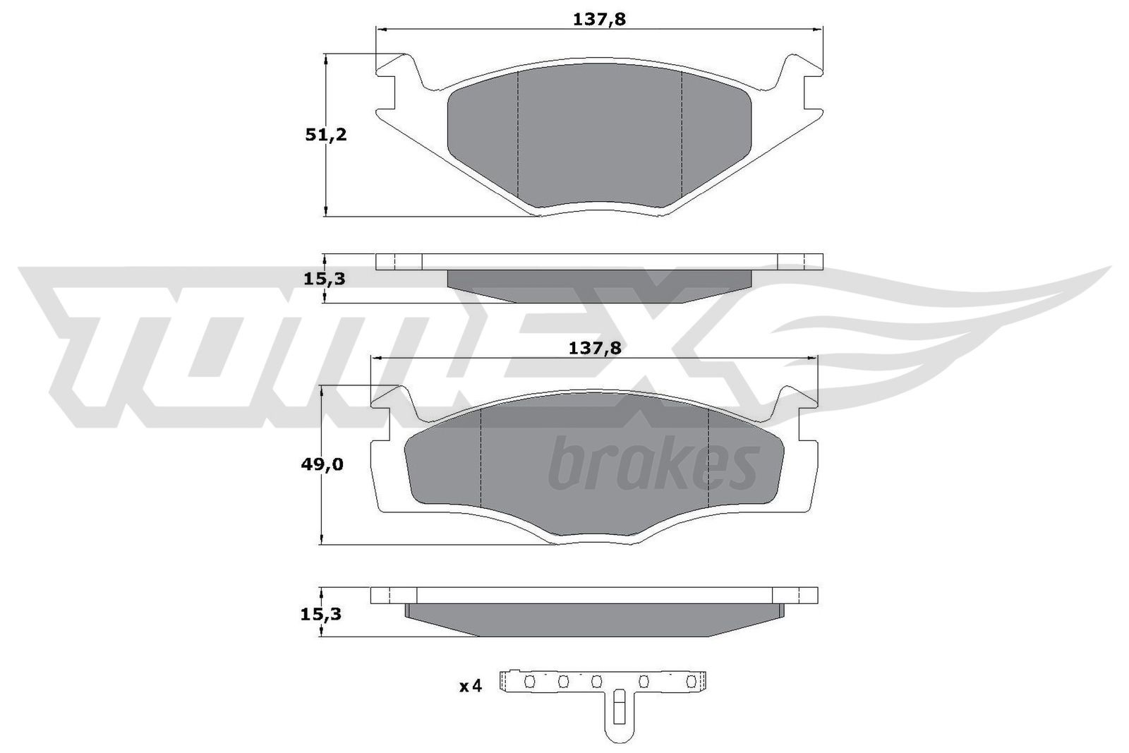 Obrázok Sada brzdových platničiek kotúčovej brzdy TOMEX Brakes  TX1014